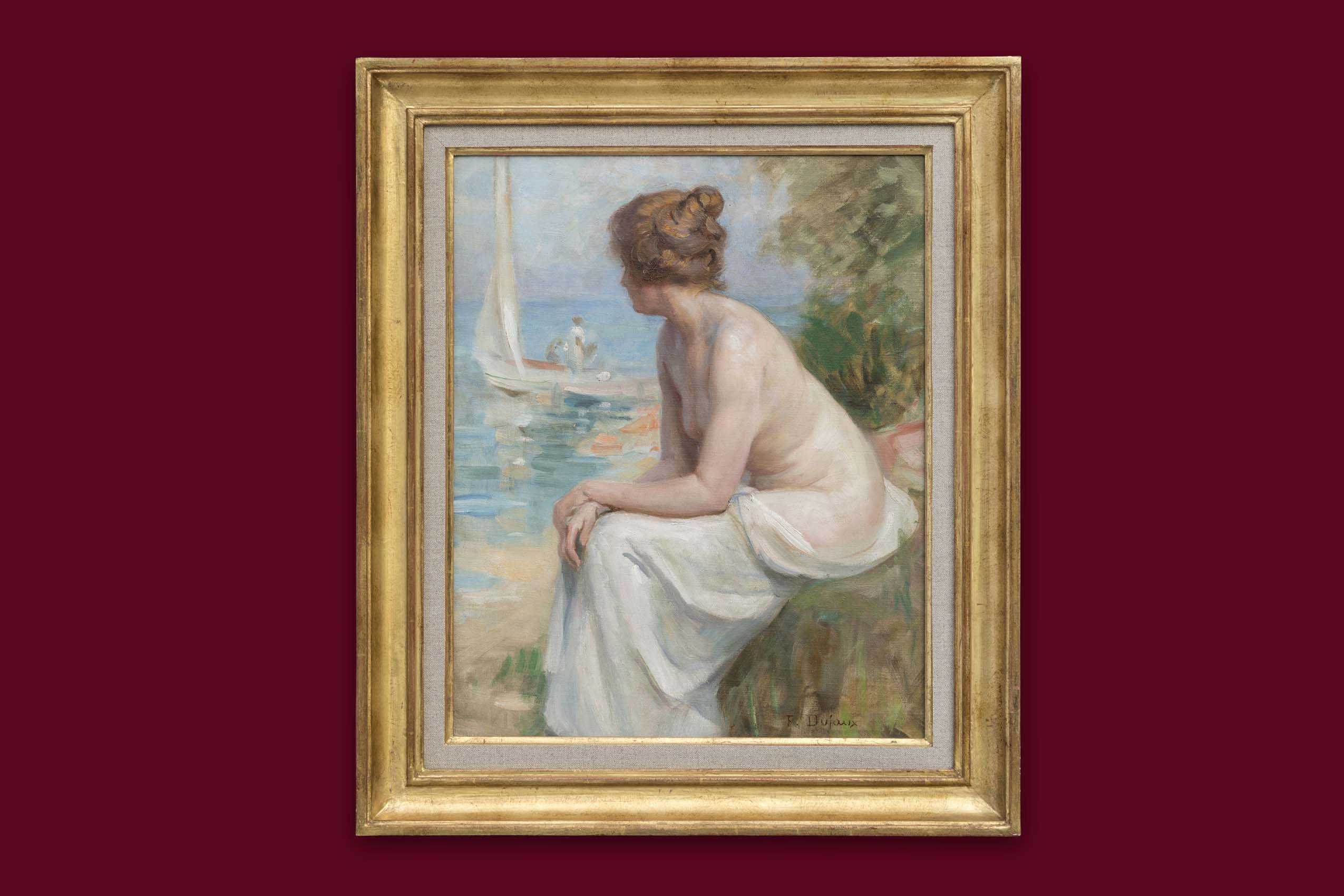 Dufaux Auguste Frédéric - Baigneuse au bord du lac - Encadré Dufaux Auguste Frédéric - Baigneuse au bord du lac - Encadré