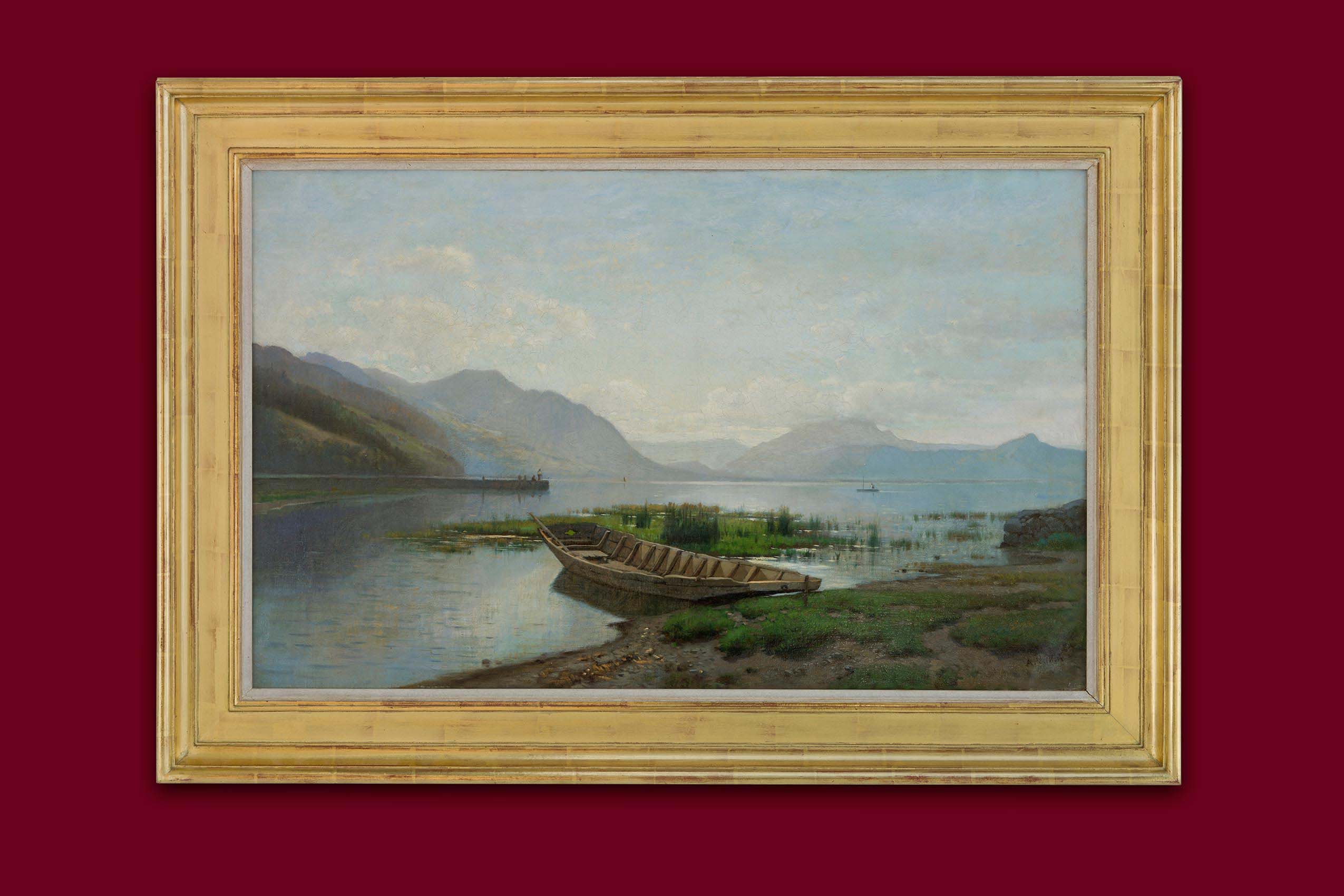 Veillon Louis Auguste - Vue sur le lac des Quatre-Cantons avec Pilatus et Stanserhorn - Encadré Veillon Louis Auguste - Vue sur le lac des Quatre-Cantons avec Pilatus et Stanserhorn - Encadré
