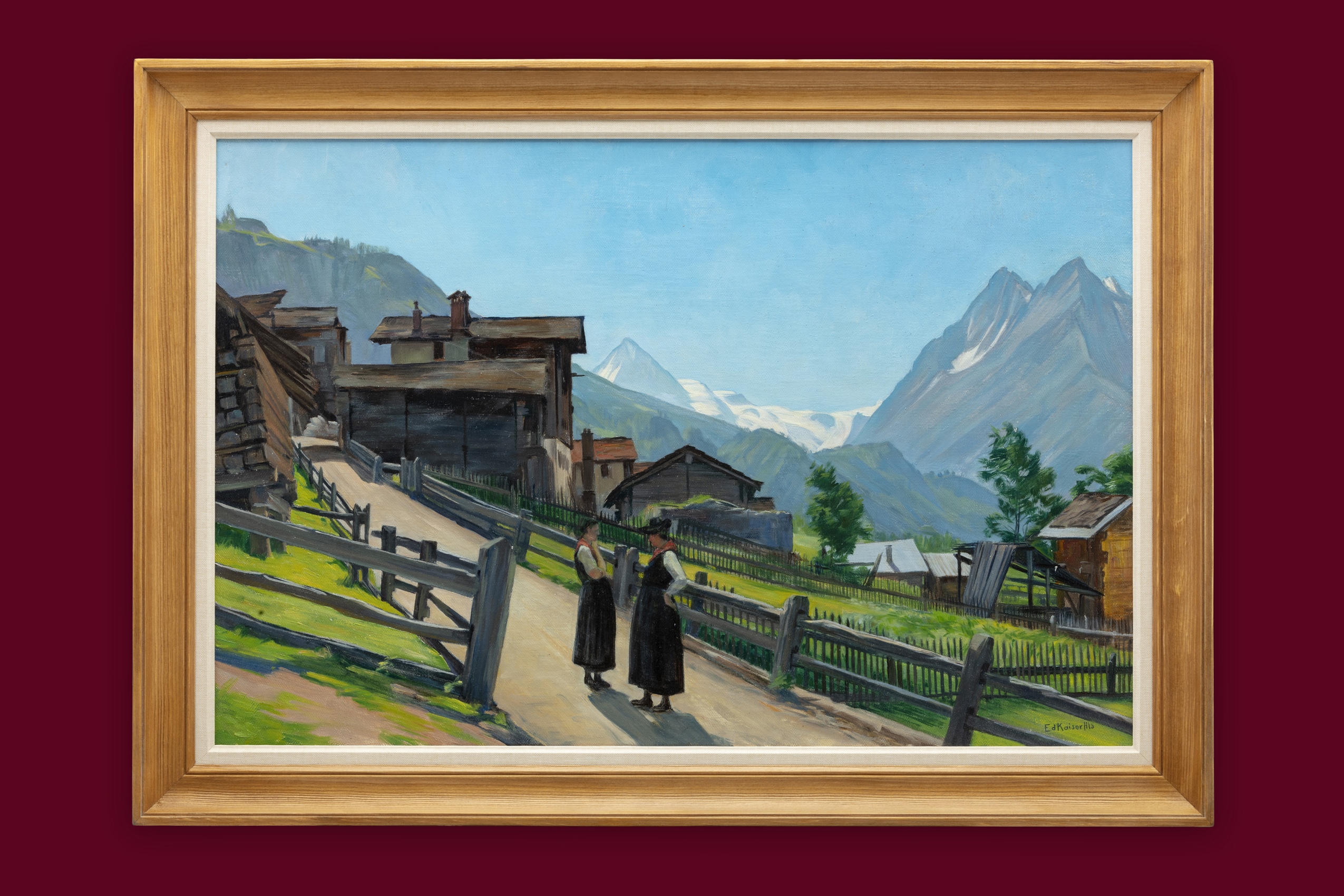 Kaiser Edouard - Evolène avec Dent Blanche et dents de Veisivi - Encadré Kaiser Edouard - Evolène avec Dent Blanche et dents de Veisivi - Encadré