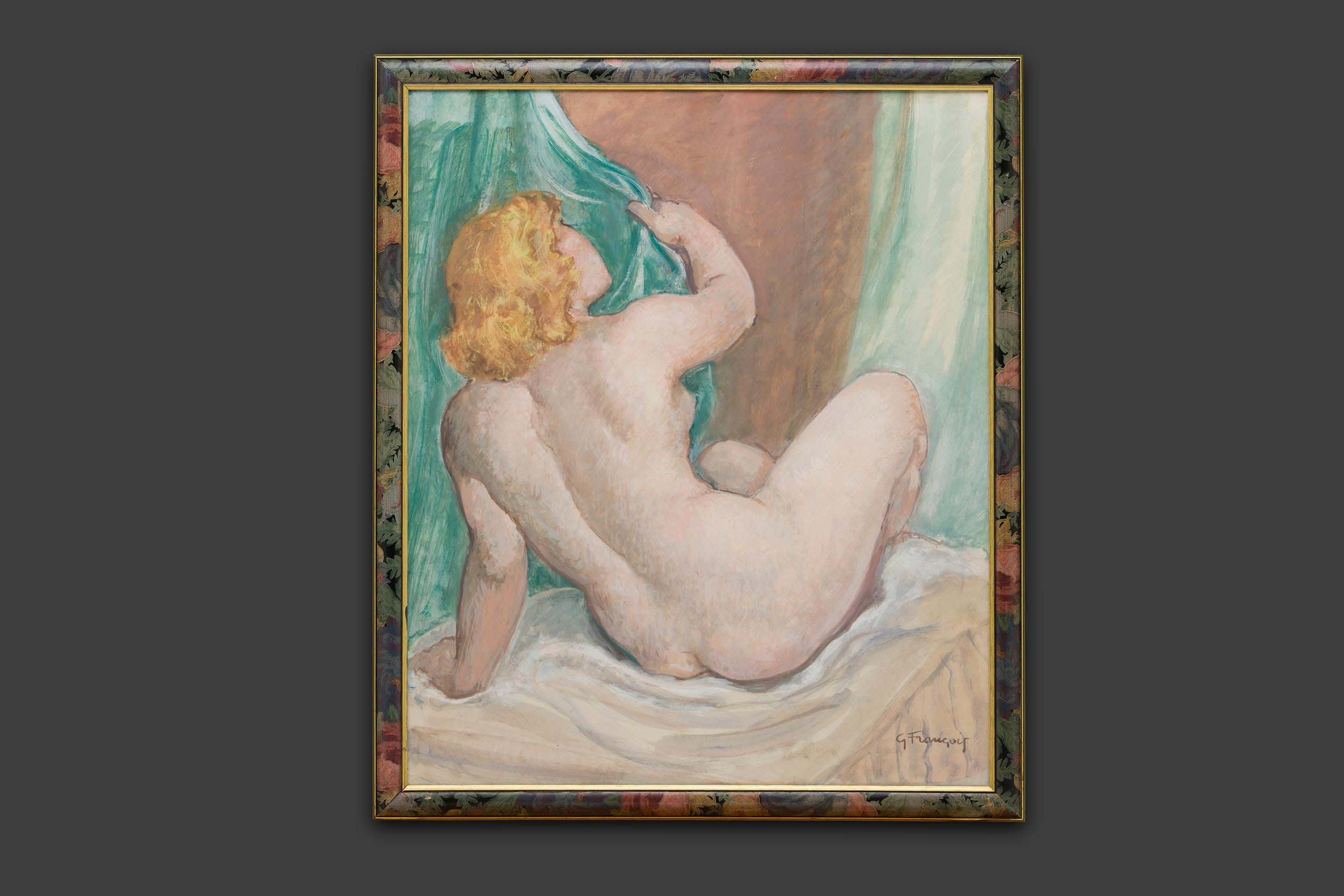 Barraud Gustave François - Nu assis - Encadré Barraud Gustave François - Nu assis - Encadré