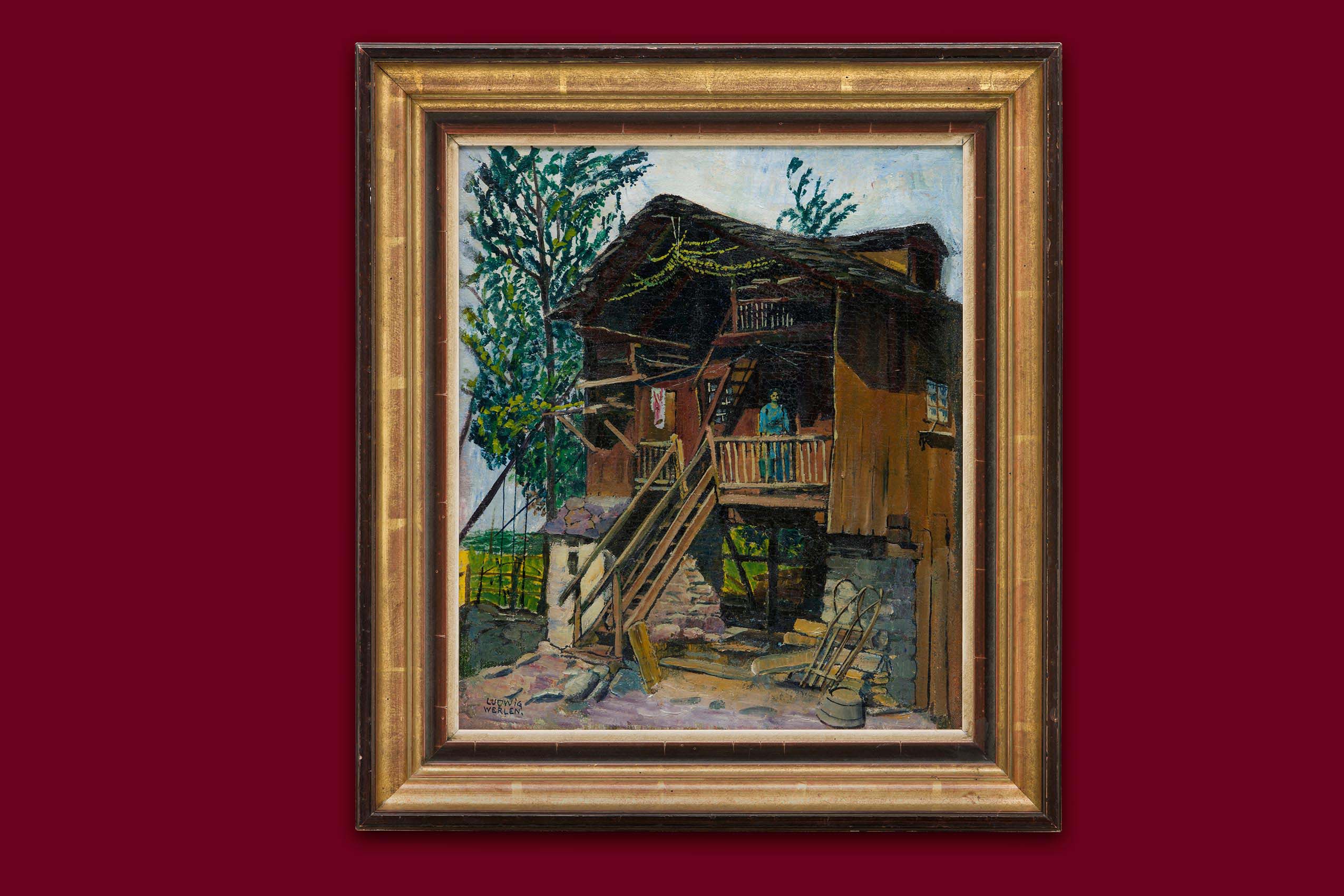 Werlen Ludwig - Maison avec personnage - Encadré Werlen Ludwig - Maison avec personnage - Encadré