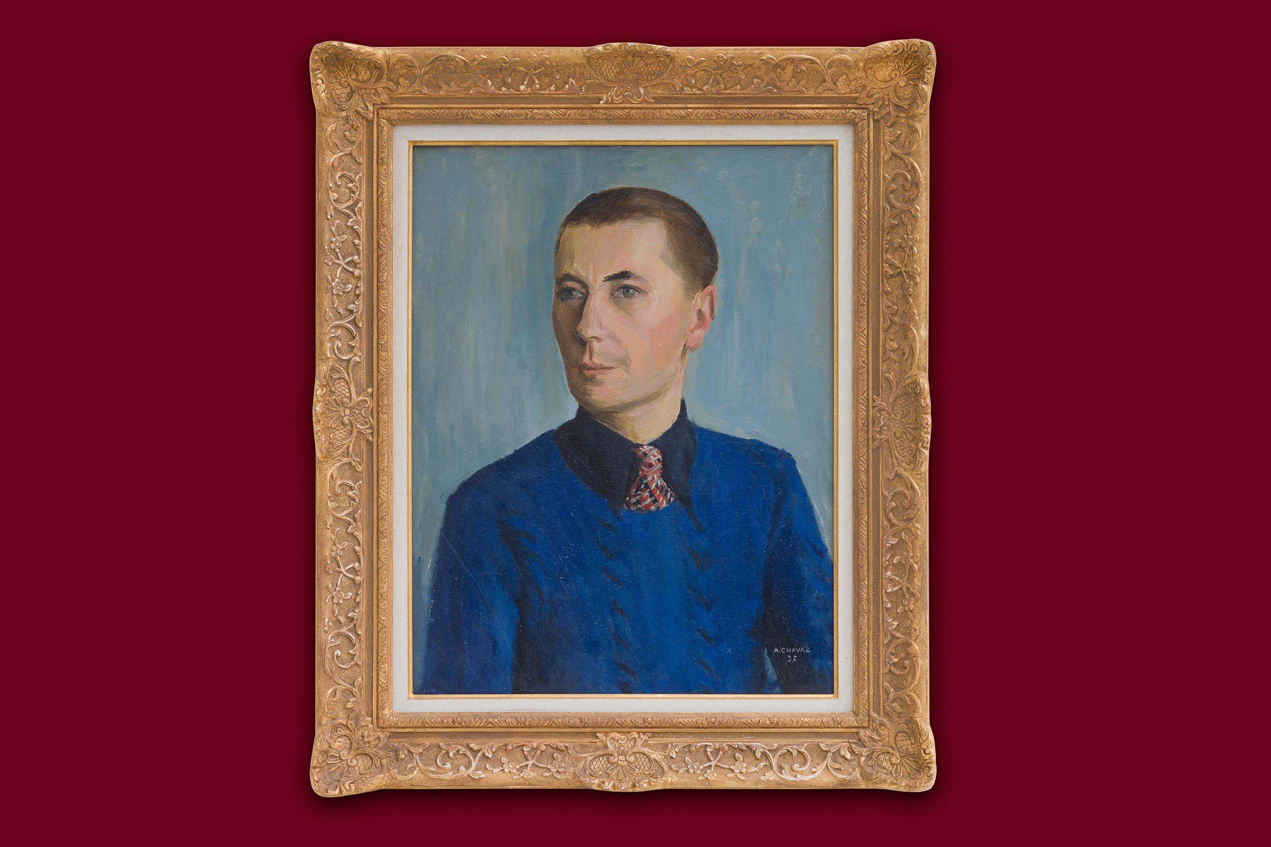 Chavaz Albert - Homme au tricot bleu - Encadré Chavaz Albert - Homme au tricot bleu - Encadré