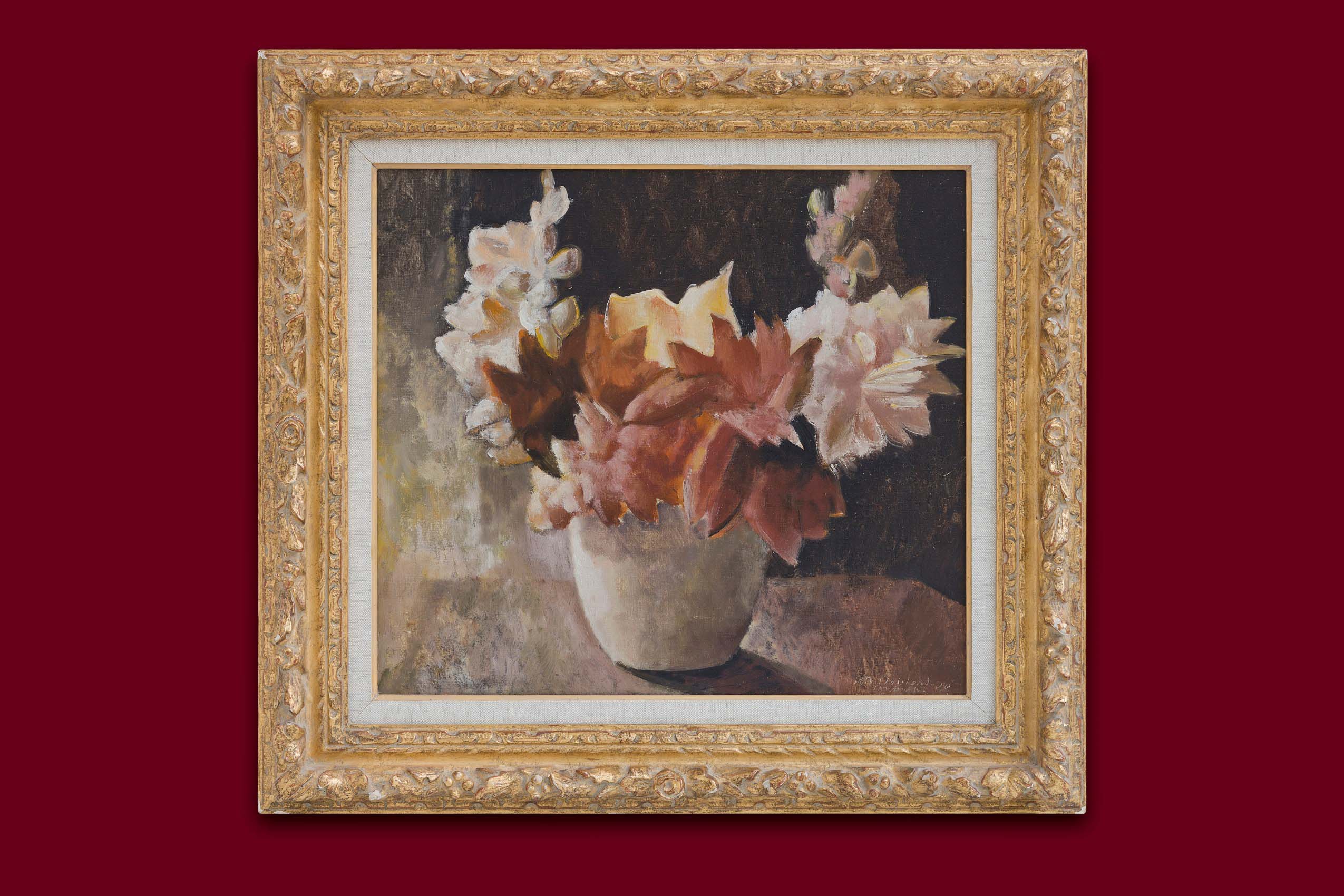 Bosshard Rodolphe-Théophile - Stellt einen Strauß Dahlien dar - Gerahmt Bosshard Rodolphe-Théophile - Stellt einen Strauß Dahlien dar - Gerahmt