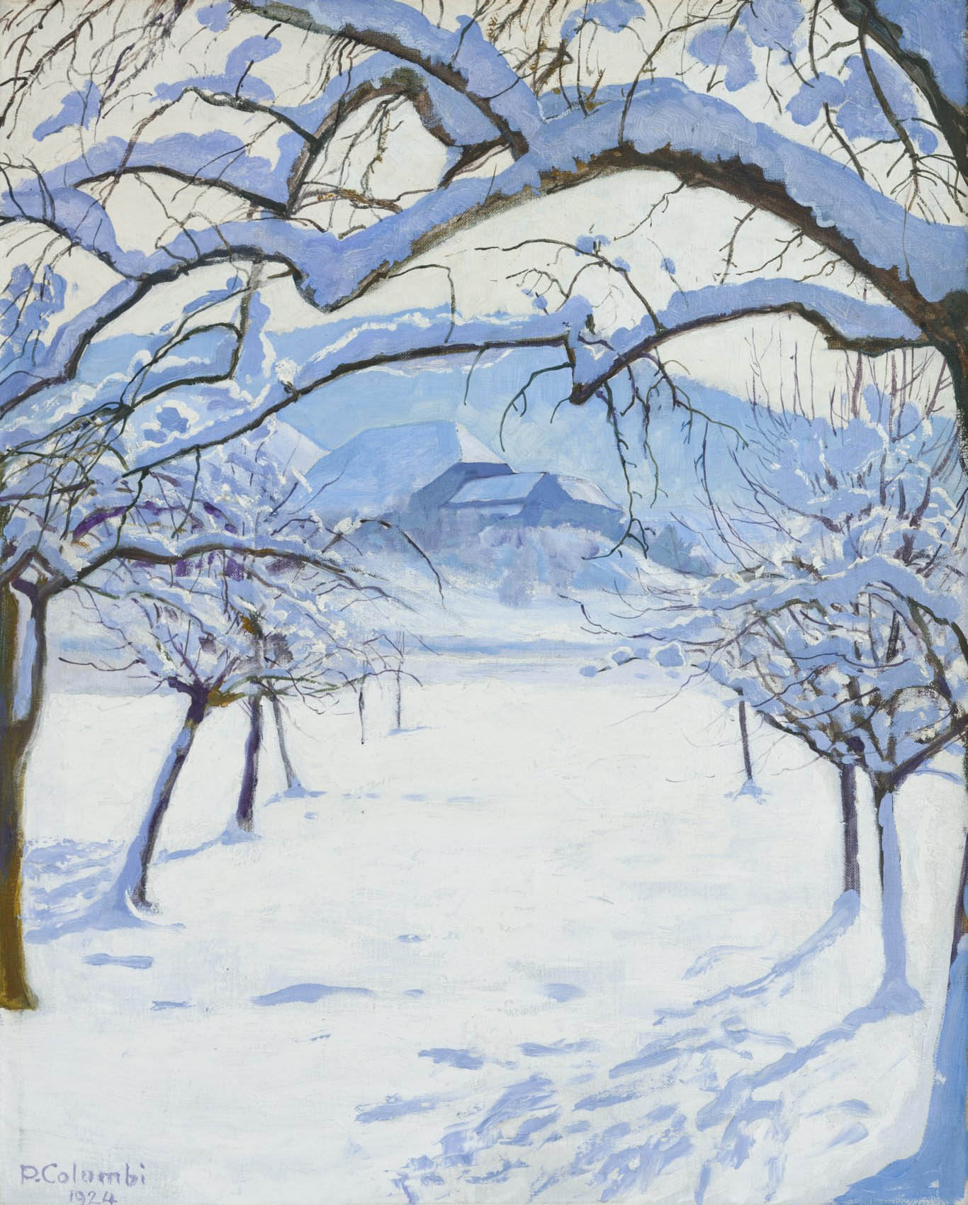 Plinio Colombi - Paysage hivernal avec maison Plinio Colombi - Paysage hivernal avec maison