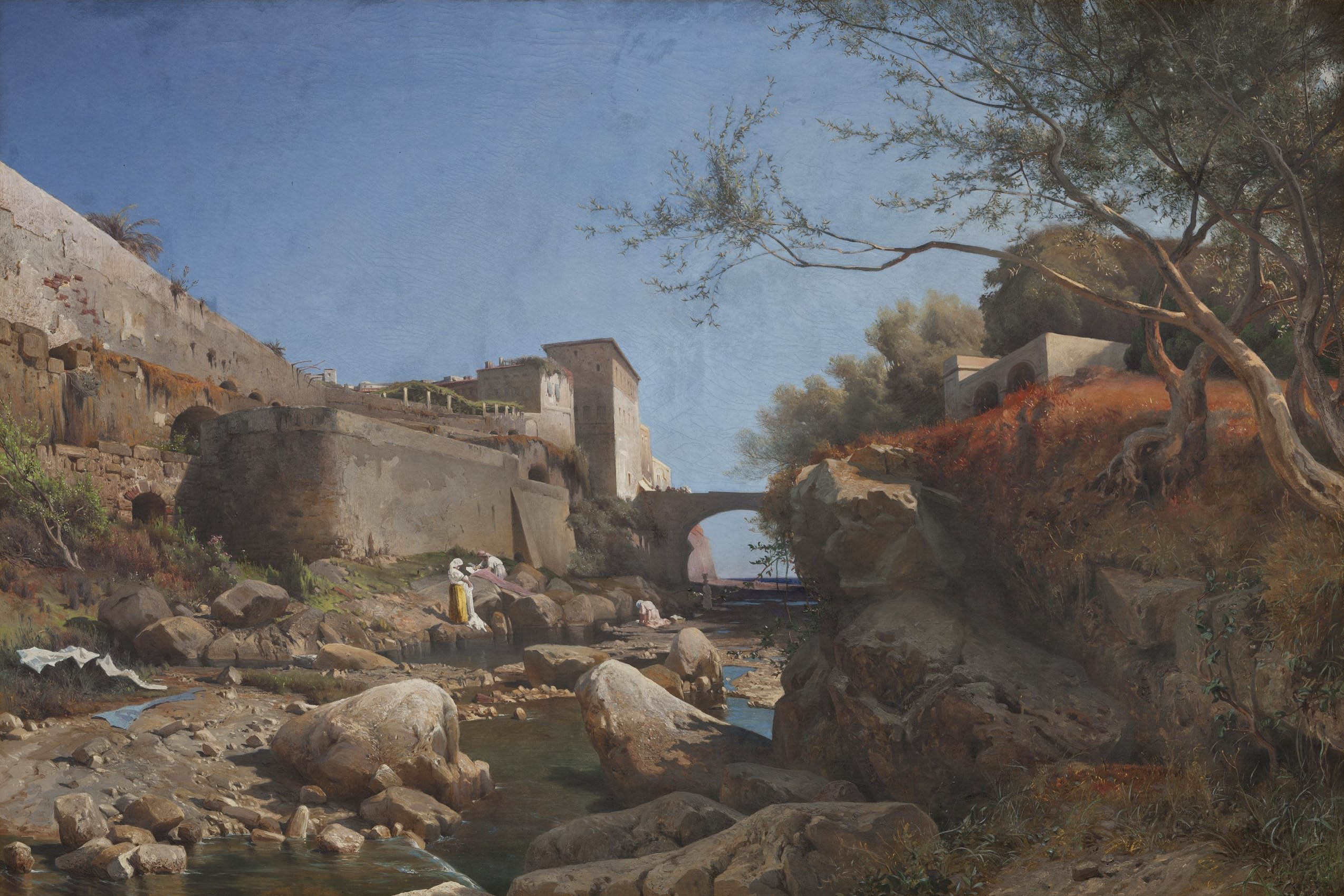 Calame Jean-Baptiste Arthur - Lavandières à la rivière Calame Jean-Baptiste Arthur - Lavandières à la rivière