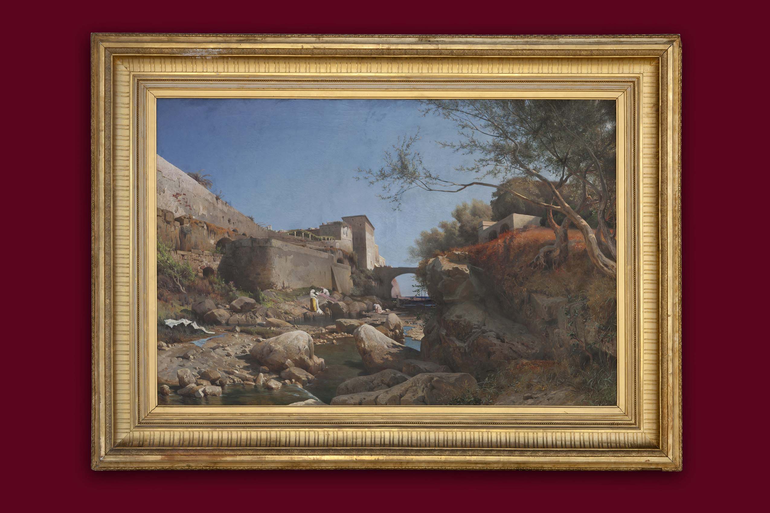 Calame Jean-Baptiste Arthur - Lavandières à la rivière - Encadré Calame Jean-Baptiste Arthur - Lavandières à la rivière - Encadré