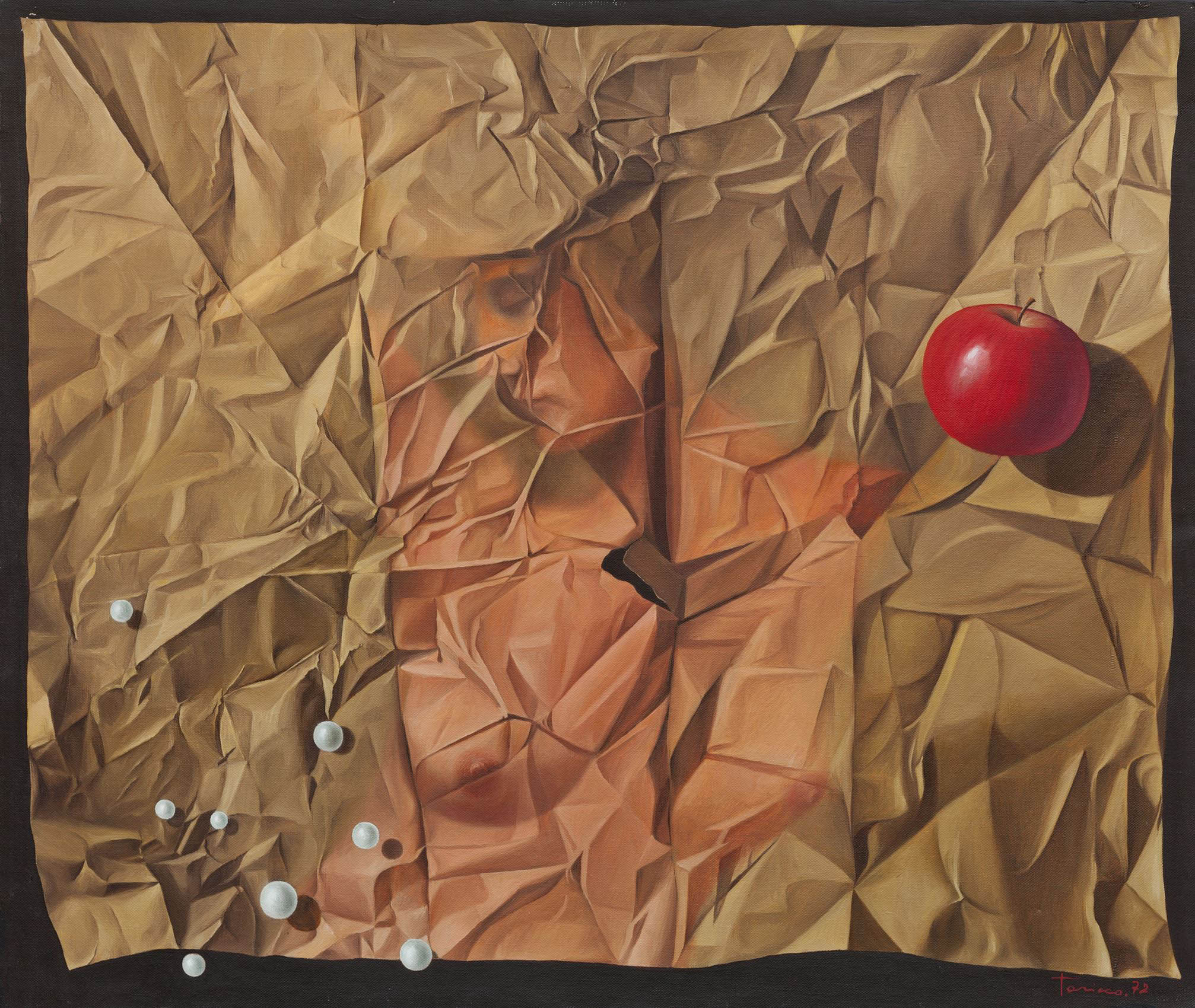 Taricco Michele - Papier froissé, pierre et pomme Taricco Michele - Papier froissé, pierre et pomme