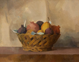 De Palézieux Gérard - Nature morte au panier garni de fruits