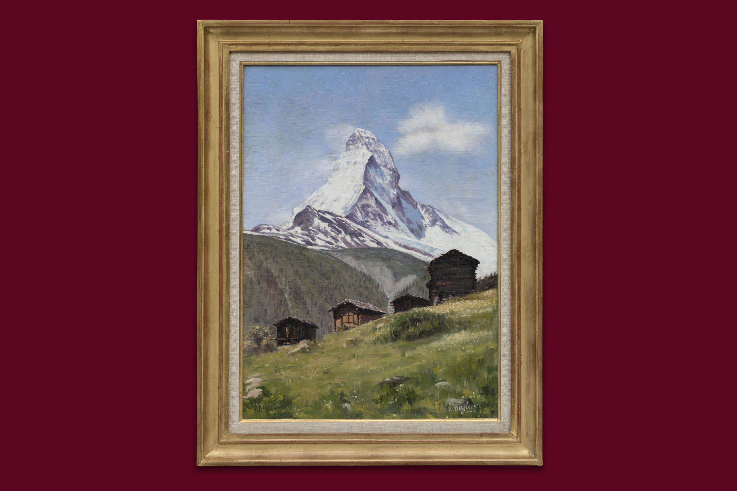 Duplain Albert - Raccards Valaisans avec vue sur le Mont Cervin - Encadré Duplain Albert - Raccards Valaisans avec vue sur le Mont Cervin - Encadré