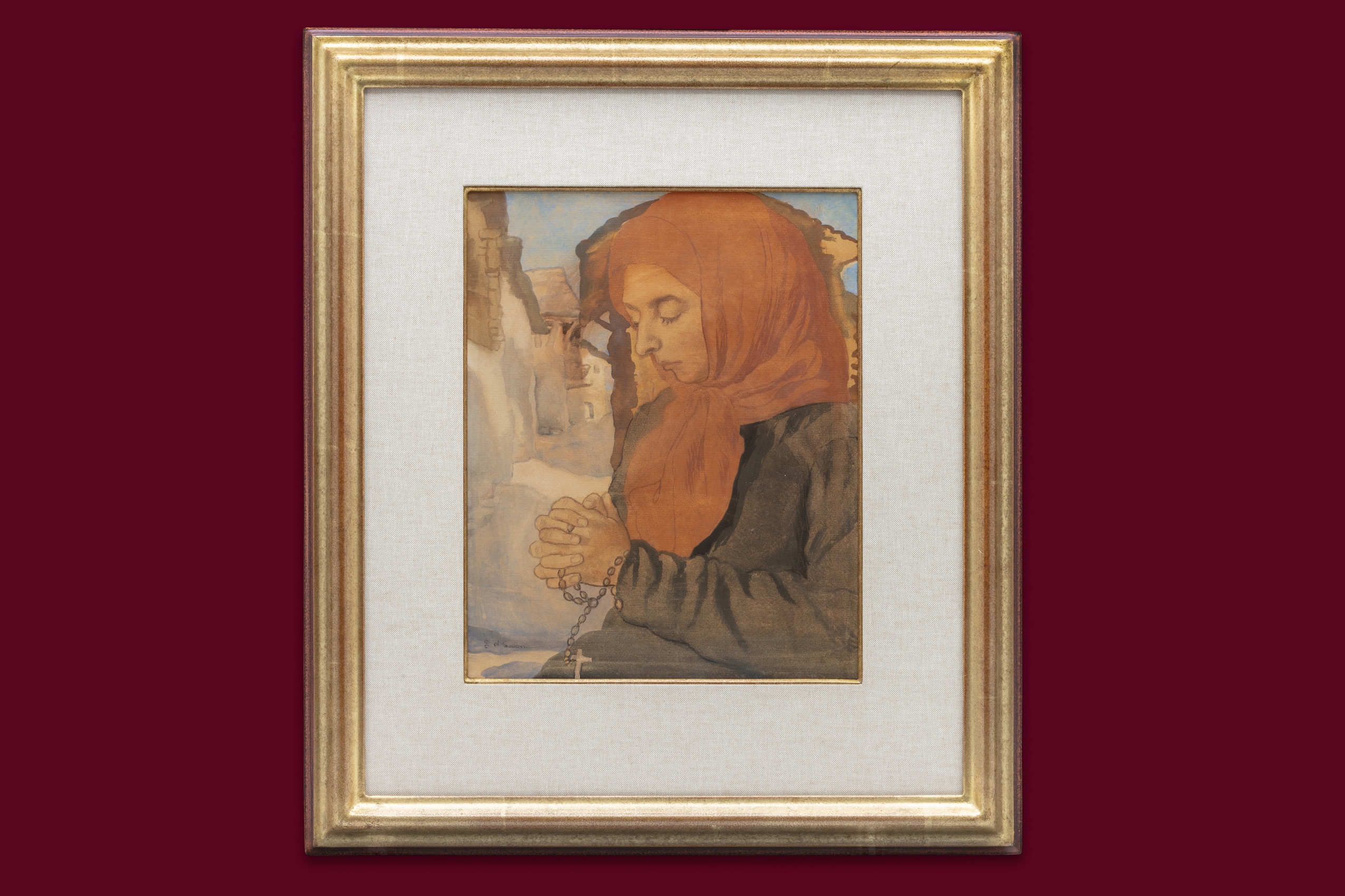 Olsommer Charles-Clos - Recueillement à Savièse - Encadré Olsommer Charles-Clos - Recueillement à Savièse - Encadré