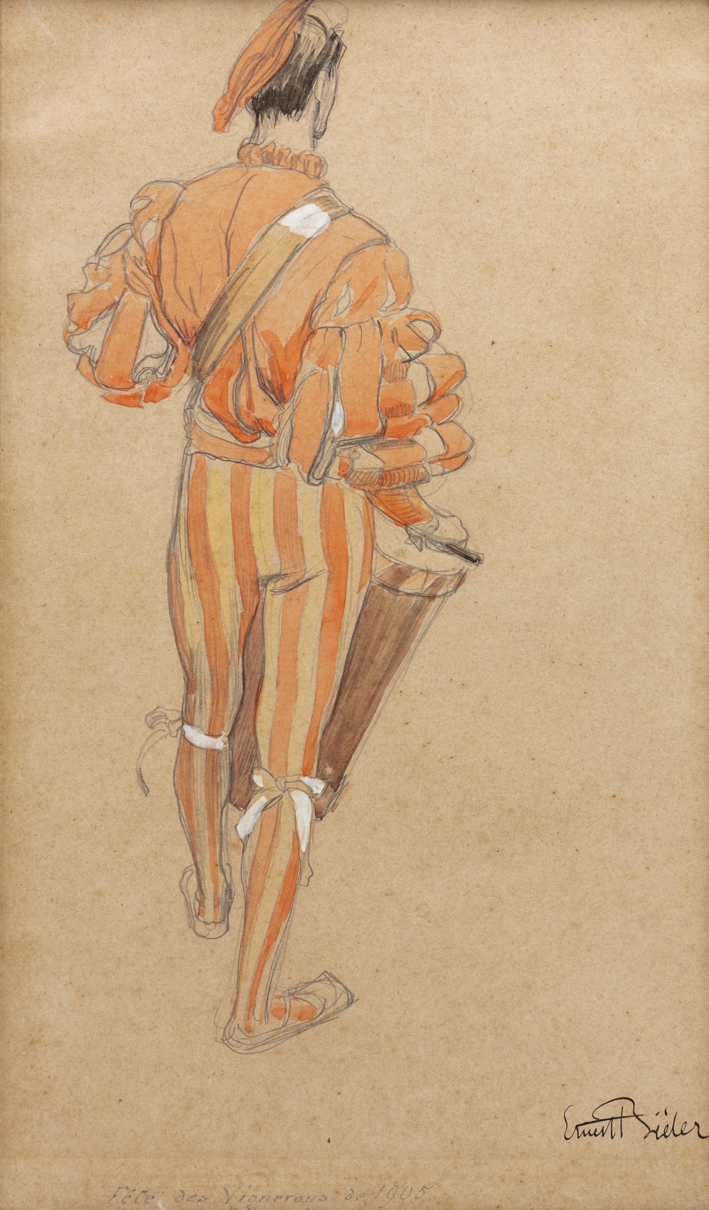 Bieler Ernst - Tambour de la Fête des Vendanges, en 1905 Bieler Ernst - Tambour de la Fête des Vendanges, en 1905