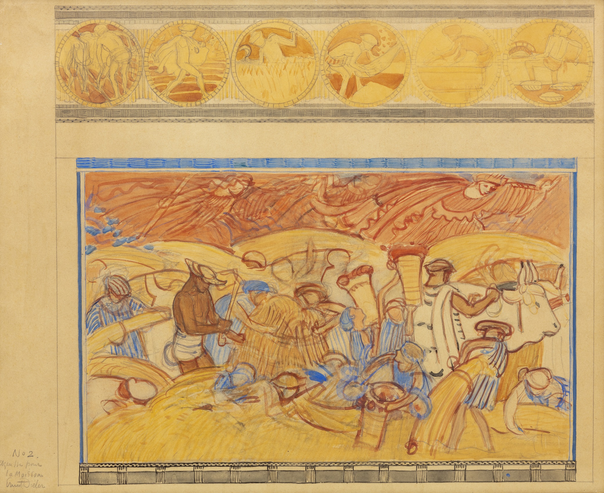 Bieler Ernst - Peinture murale dans le hall du musée Jenisch à Vevey, vers 1919-1920