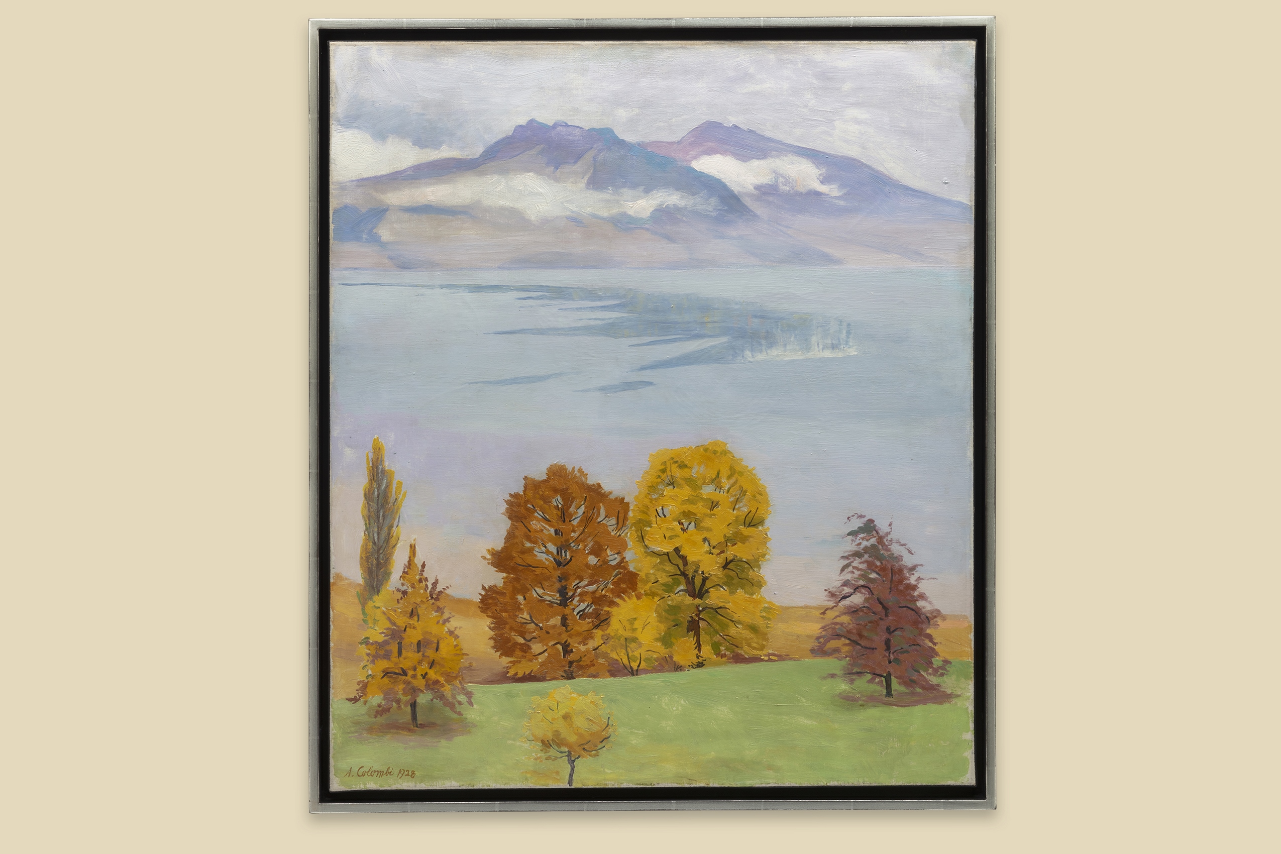 Plinio Colombi - Automne sur le lac de Thoune - Encadré Plinio Colombi - Automne sur le lac de Thoune - Encadré