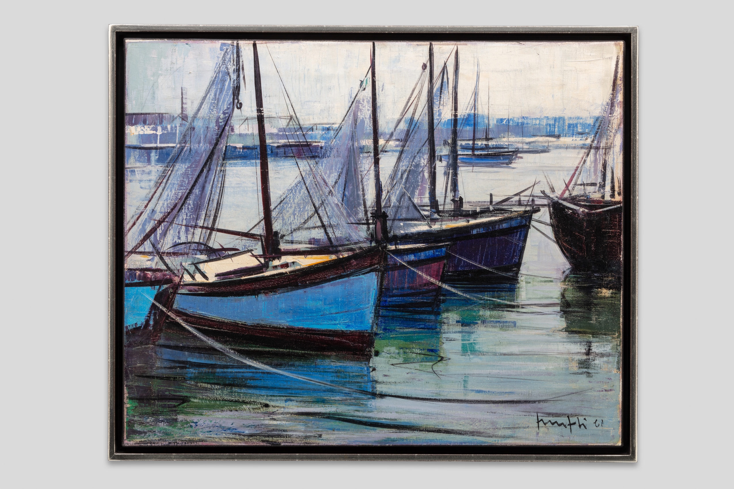 Mafli Walter - Bâteaux au port - Encadré Mafli Walter - Bâteaux au port - Encadré