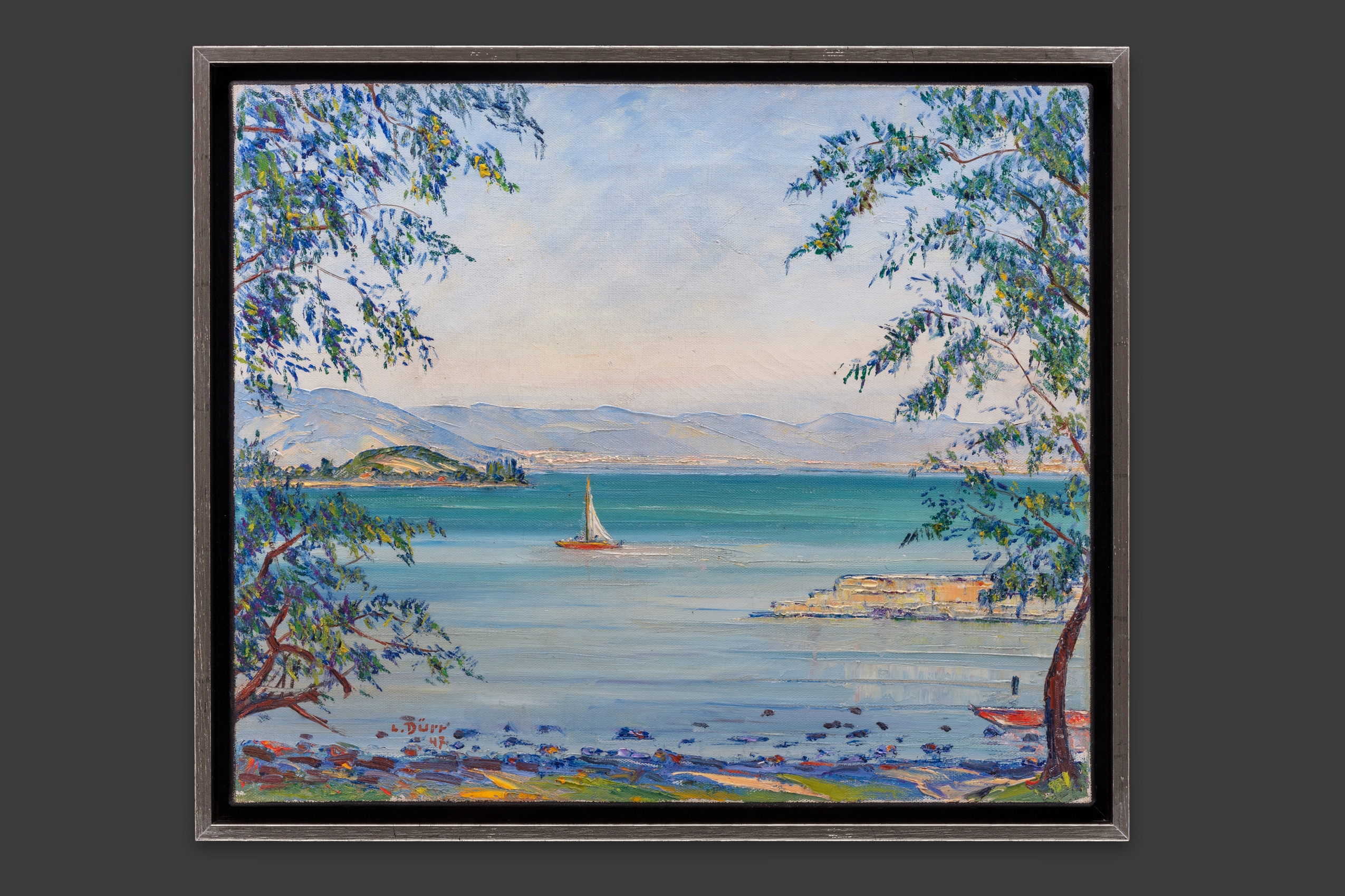 Dürr Louis - Lac de Bienne, vue de Vinetz - Encadré Dürr Louis - Lac de Bienne, vue de Vinetz - Encadré