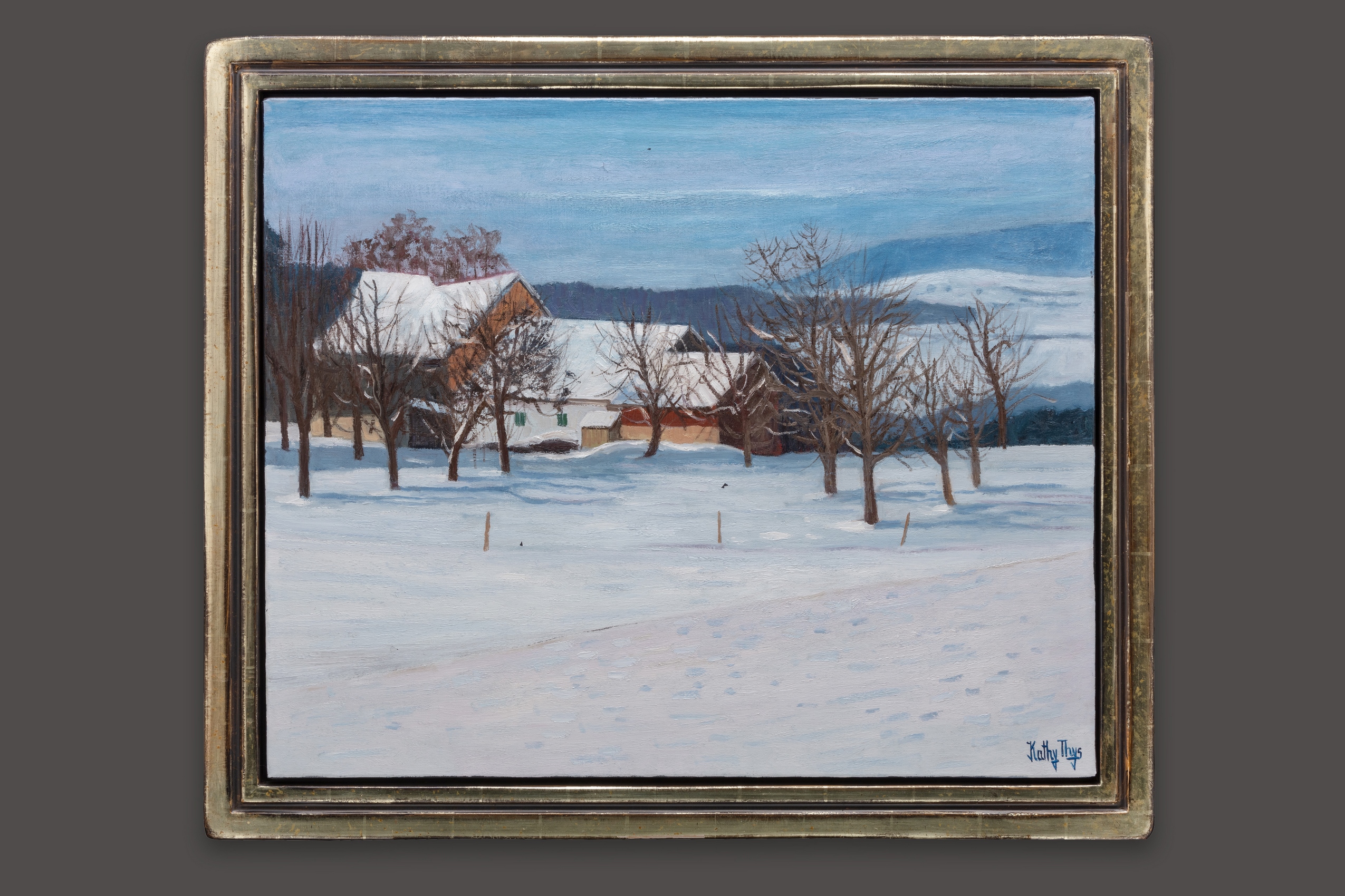 Thys Kathys - Paysage de campagne enneigé - Encadré Thys Kathys - Paysage de campagne enneigé - Encadré